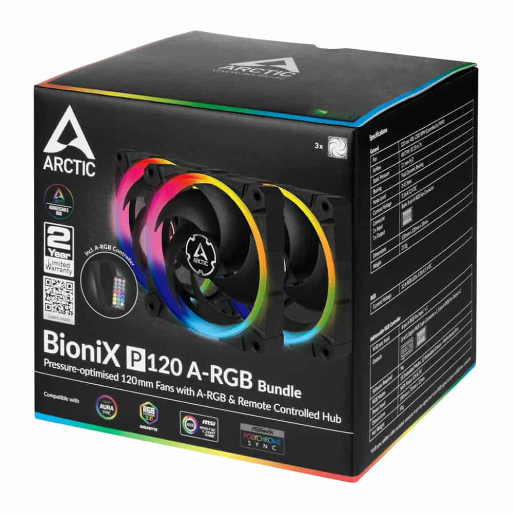 (image for) Arctic BioniX P120 A-RGB PWM Fan Bundle Black/RGB